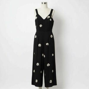 Wayward Fancies by eShakti Large Black Floral Embroidered Wide Leg Jumpsuit Boho